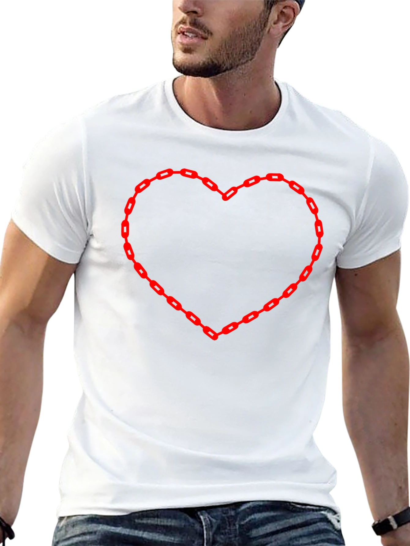 Chain Heart Graphic Tee - Bold Statement Style