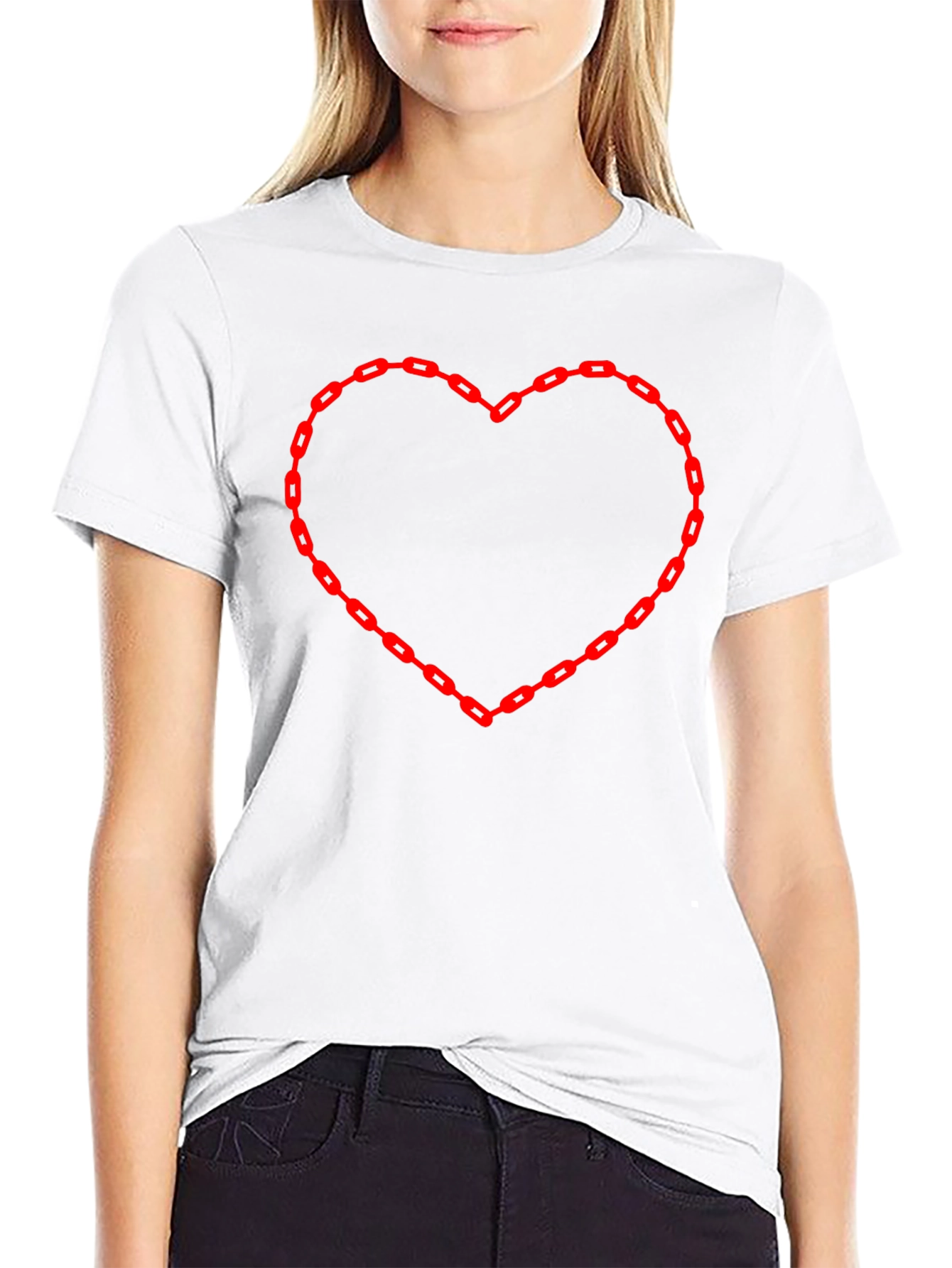 Chain Heart Graphic Tee - Bold Statement Style