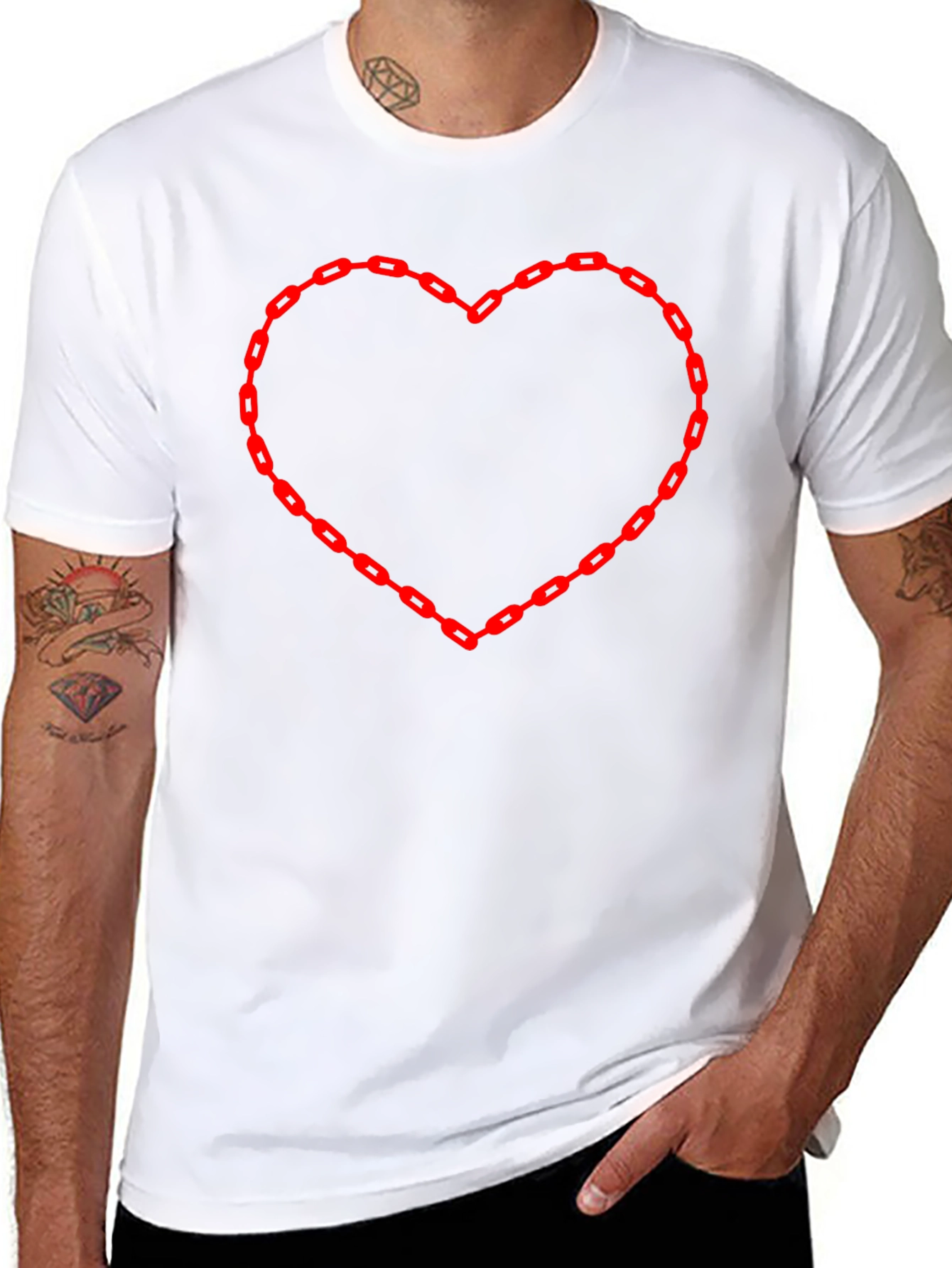Chain Heart Graphic Tee - Bold Statement Style