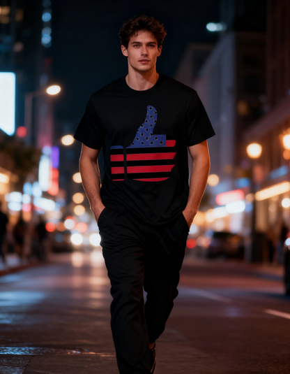 Unisex American Flag Thumbs Up Graphic Print T-Shirt, 1 pcs 190g 100% Pure Cotton Casual Oversized T-Shirt