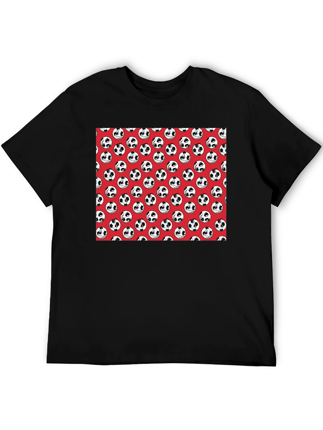 Panda Soccer Ball Pattern Mens Black T-Shirt