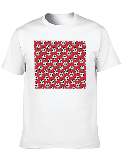 Panda Soccer Ball Pattern Mens Black T-Shirt