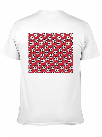 Panda Soccer Ball Pattern Mens Black T-Shirt