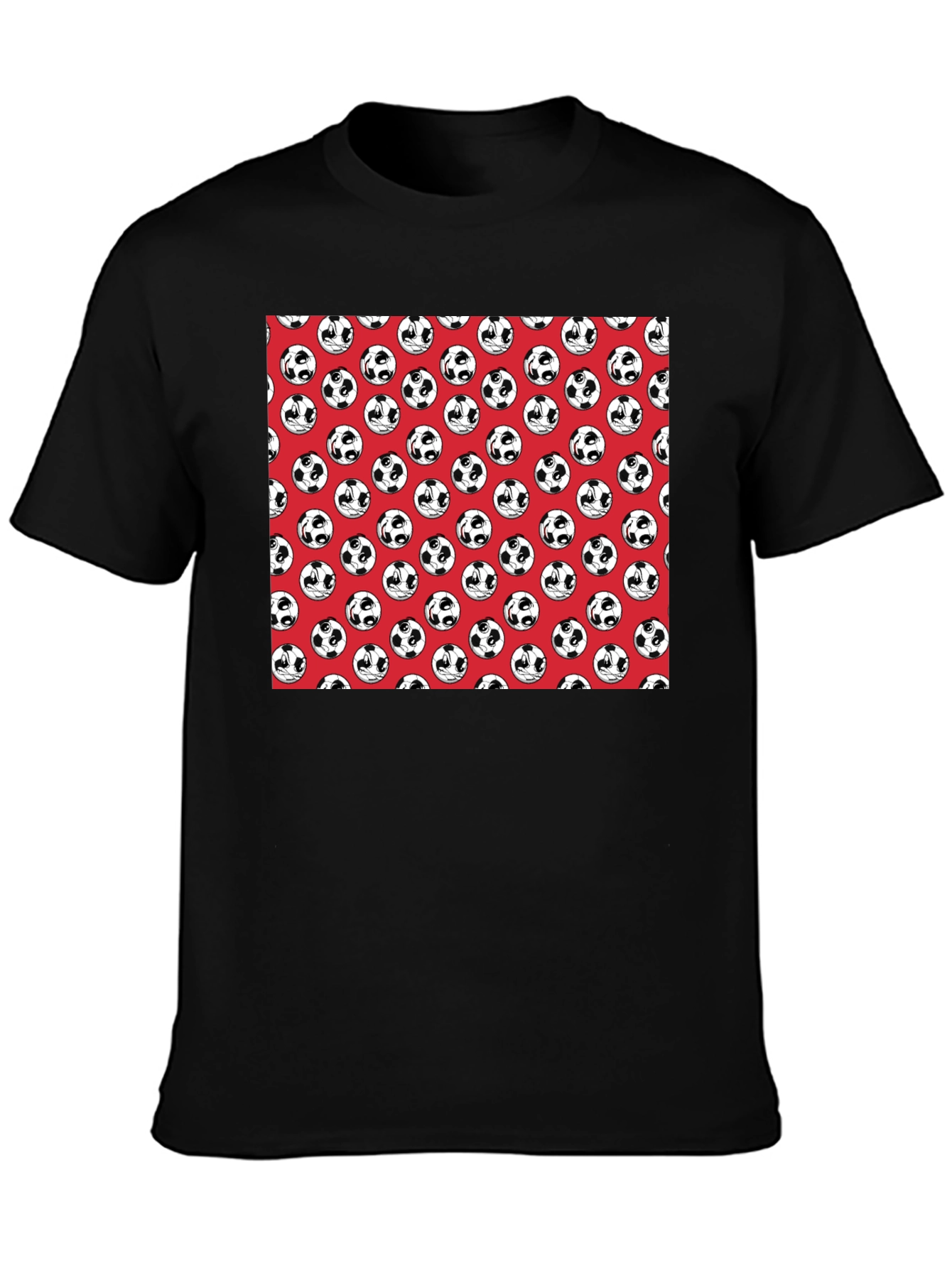 Panda Soccer Ball Pattern Mens Black T-Shirt