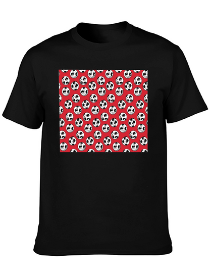 Panda Soccer Ball Pattern Mens Black T-Shirt