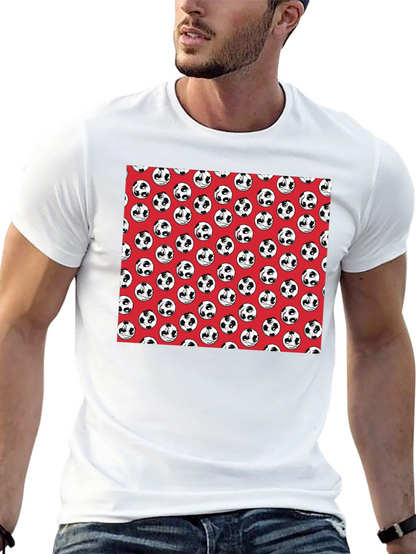 Panda Soccer Ball Pattern Mens Black T-Shirt