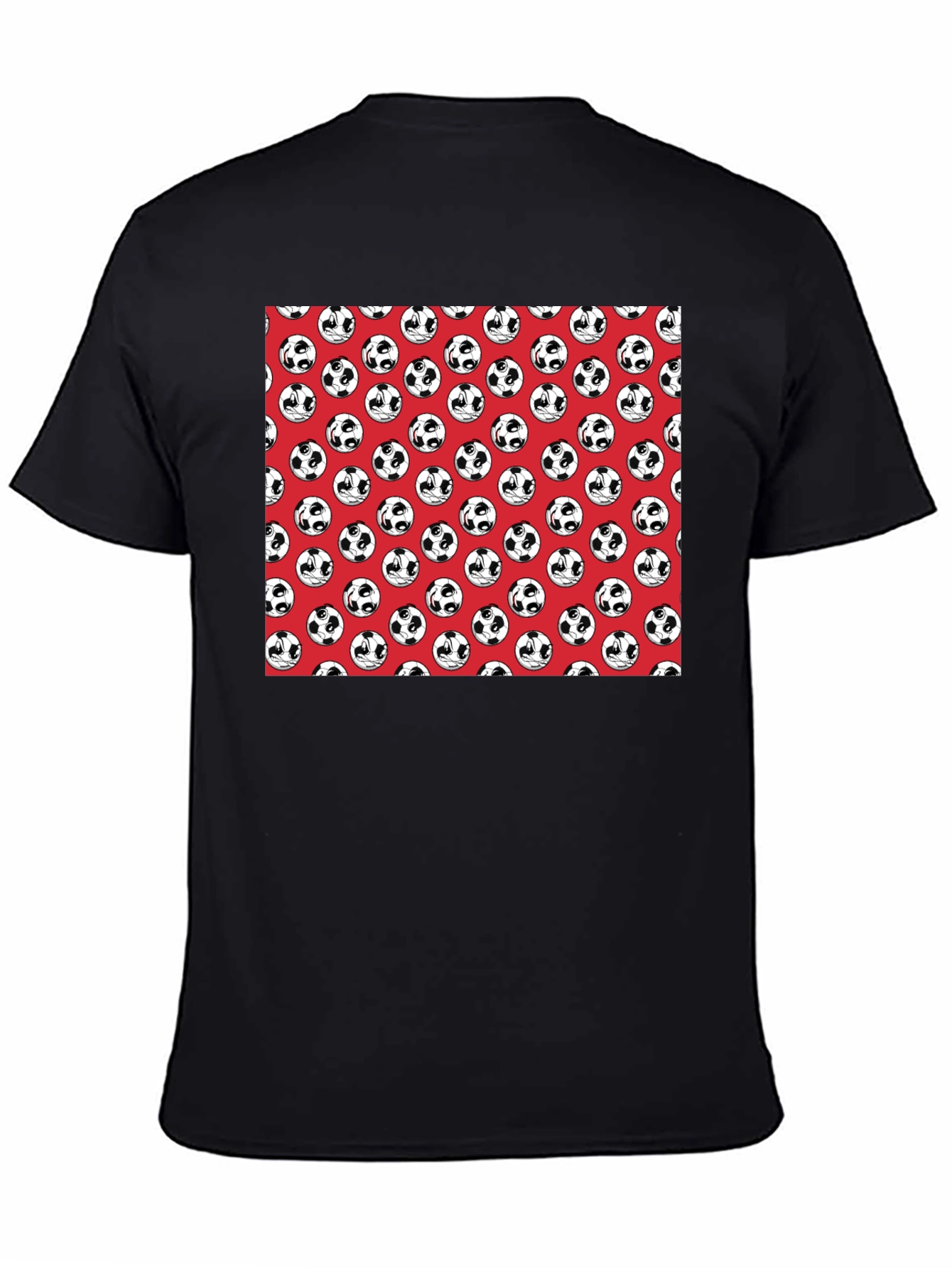 Panda Soccer Ball Pattern Mens Black T-Shirt