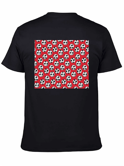 Panda Soccer Ball Pattern Mens Black T-Shirt