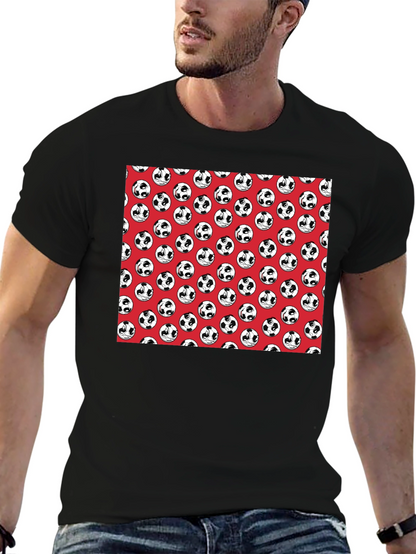 Panda Soccer Ball Pattern Mens Black T-Shirt