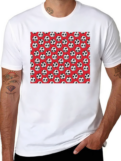 Panda Soccer Ball Pattern Mens Black T-Shirt