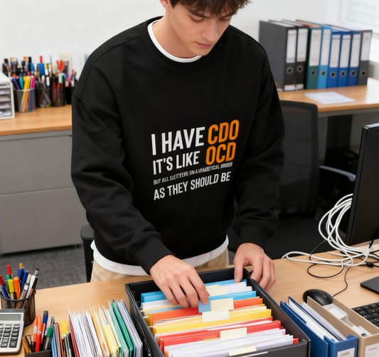 Unisex "CDO (Alphabetical OCD)" Organization Humor Sweatshirt