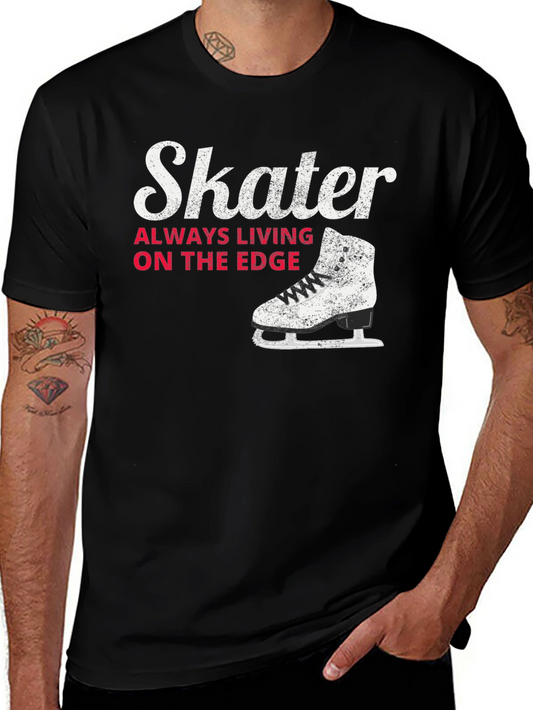 Skater Always Living on the Edge Black T-Shirt