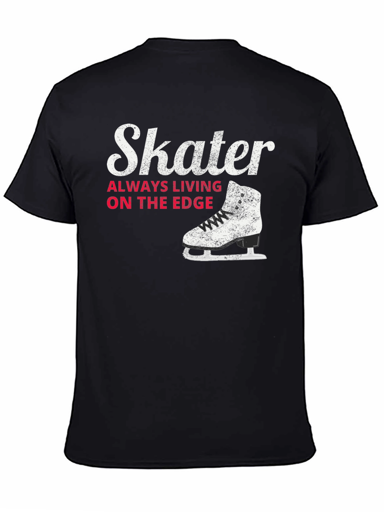 Skater Always Living on the Edge Black T-Shirt