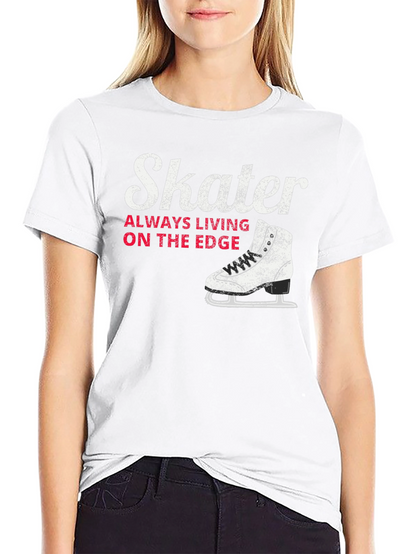 Skater Always Living on the Edge Black T-Shirt