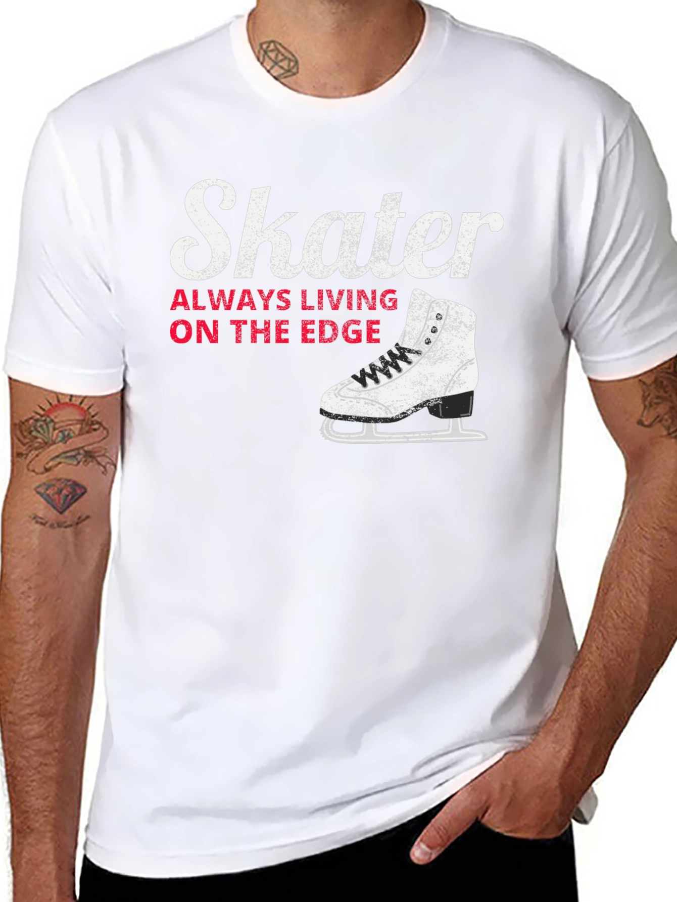 Skater Always Living on the Edge Black T-Shirt