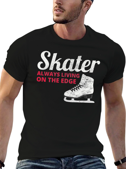 Skater Always Living on the Edge Black T-Shirt