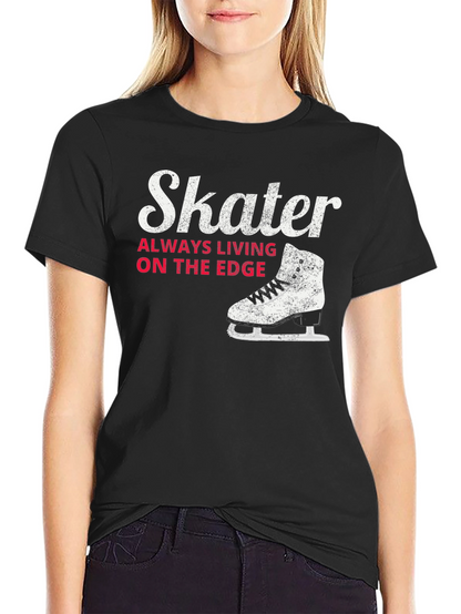 Skater Always Living on the Edge Black T-Shirt