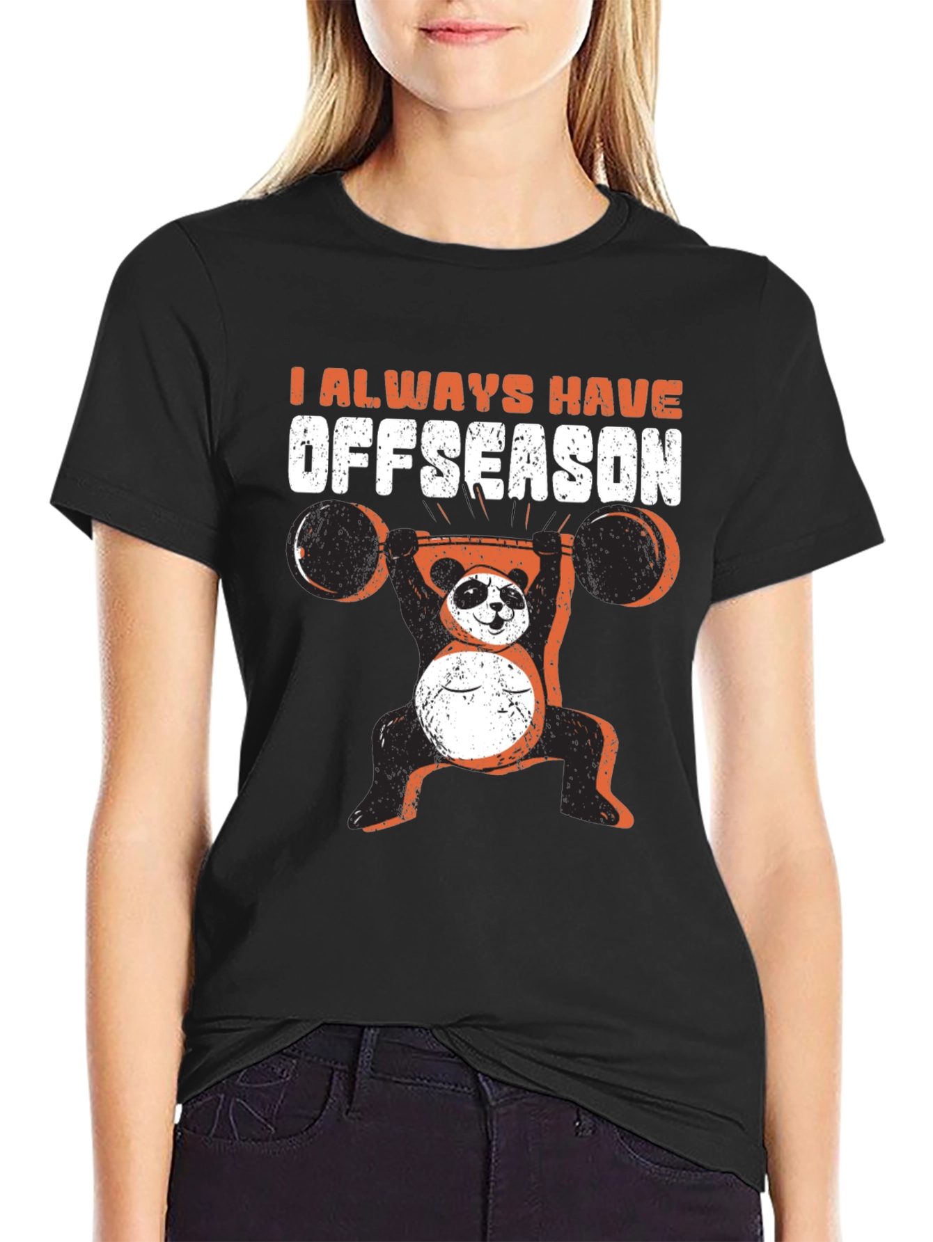 Funny Panda Offseason Black T-Shirt