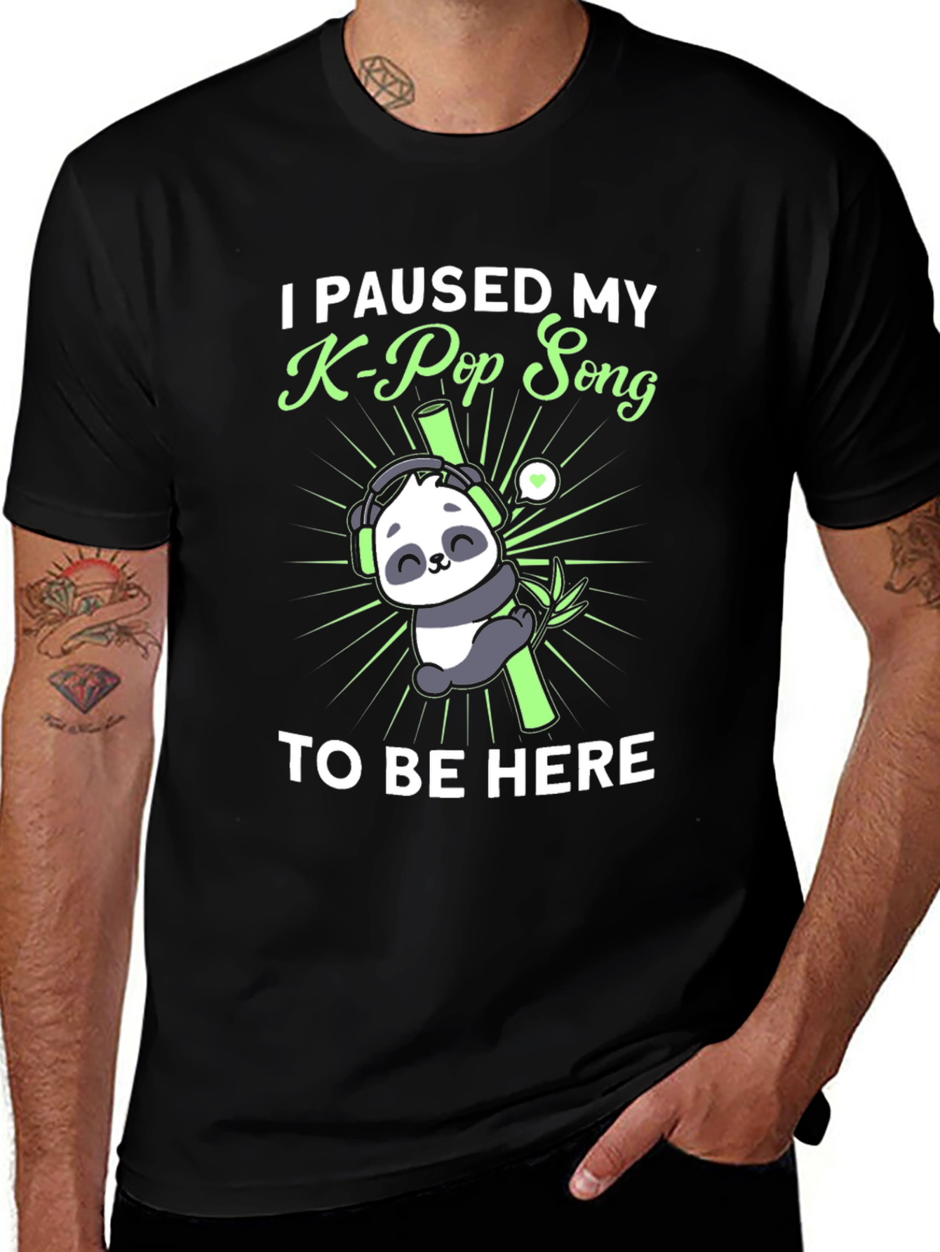 K-Pop Panda T-Shirt Funny Music Lover Tee