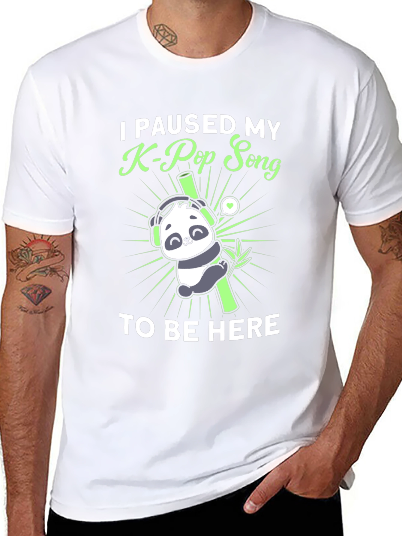 K-Pop Panda T-Shirt Funny Music Lover Tee