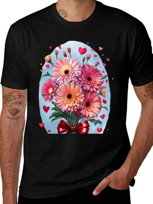 Floral Bouquet Heart T-Shirt - Romantic Design