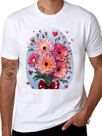 Floral Bouquet Heart T-Shirt - Romantic Design