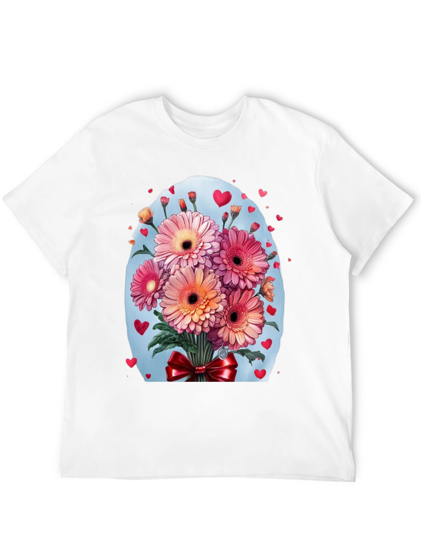 Floral Bouquet Heart T-Shirt - Romantic Design