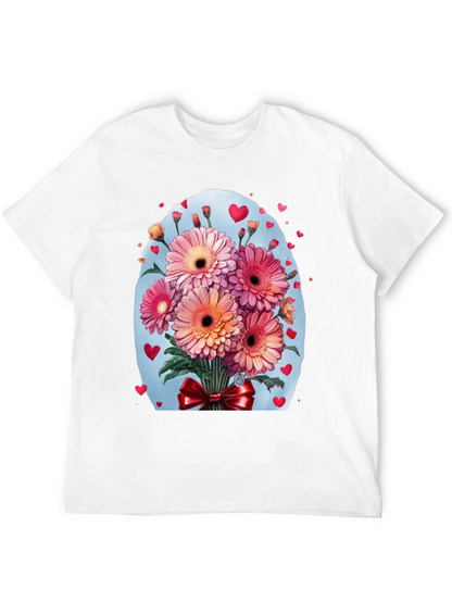 Floral Bouquet Heart T-Shirt - Romantic Design