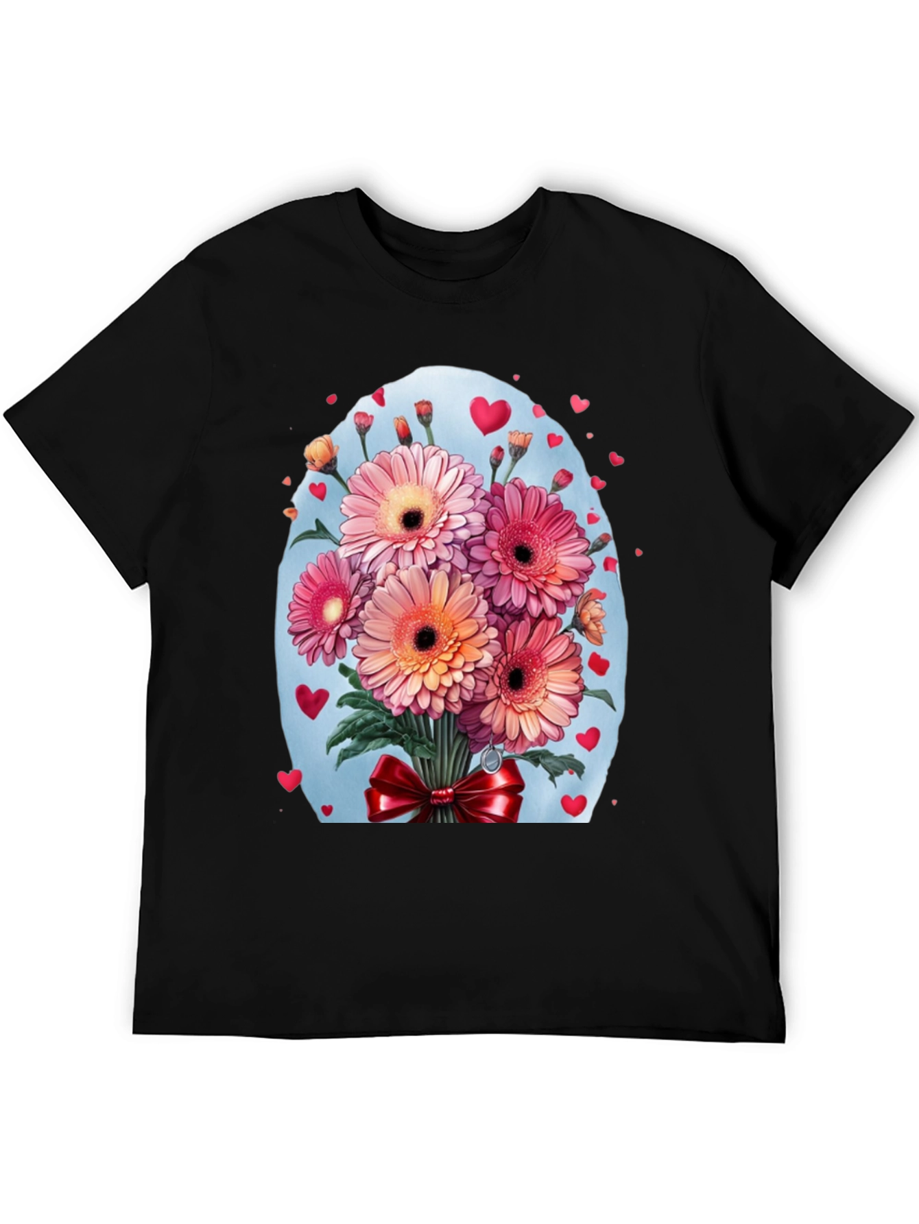 Floral Bouquet Heart T-Shirt - Romantic Design