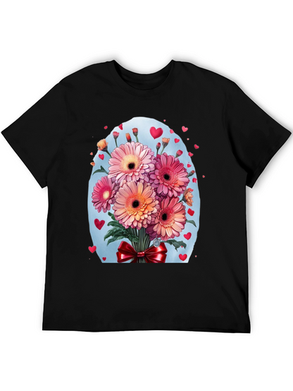 Floral Bouquet Heart T-Shirt - Romantic Design