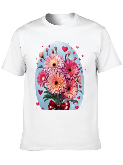 Floral Bouquet Heart T-Shirt - Romantic Design