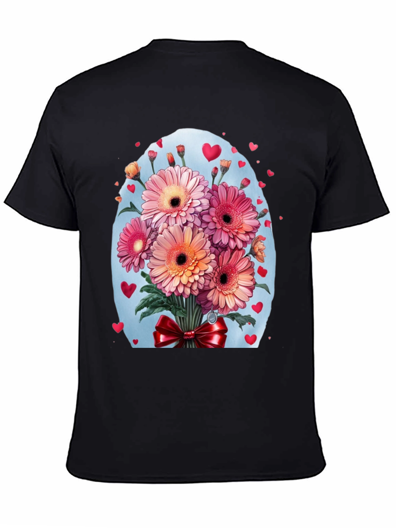 Floral Bouquet Heart T-Shirt - Romantic Design