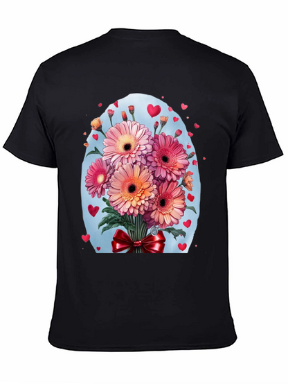 Floral Bouquet Heart T-Shirt - Romantic Design