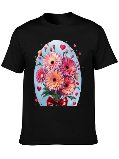 Floral Bouquet Heart T-Shirt - Romantic Design