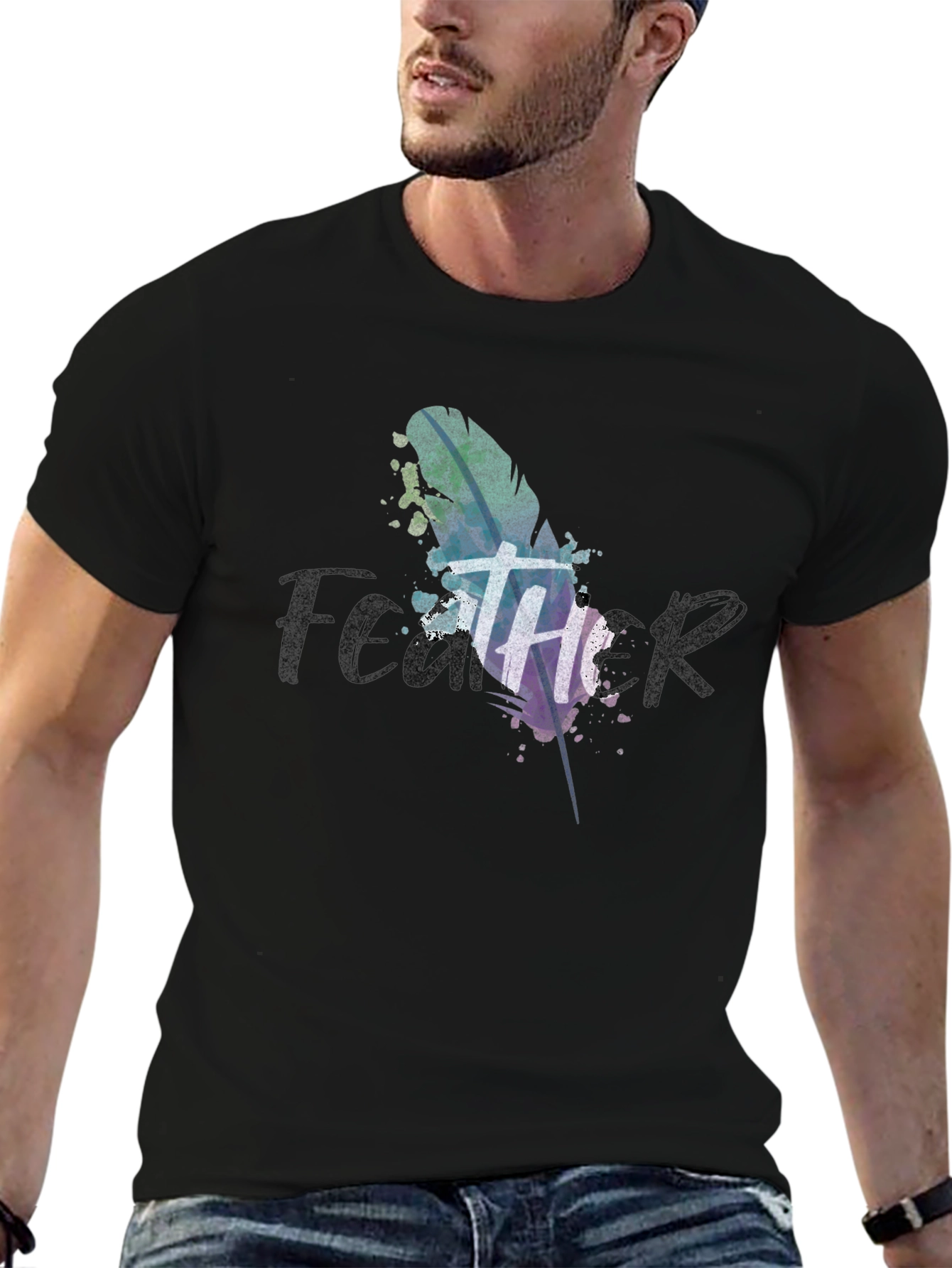 Feather Graphic T-Shirt - Mens Black Tee