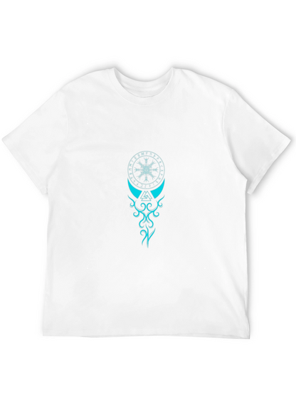 Black T-Shirt with Teal Viking Symbol Graphic