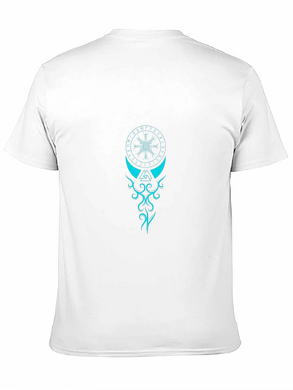 Black T-Shirt with Teal Viking Symbol Graphic