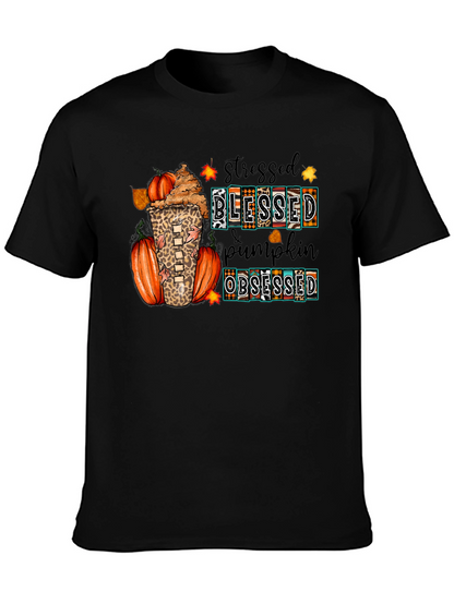 Stressed Blessed Pumpkin Obsessed Fall T-Shirt