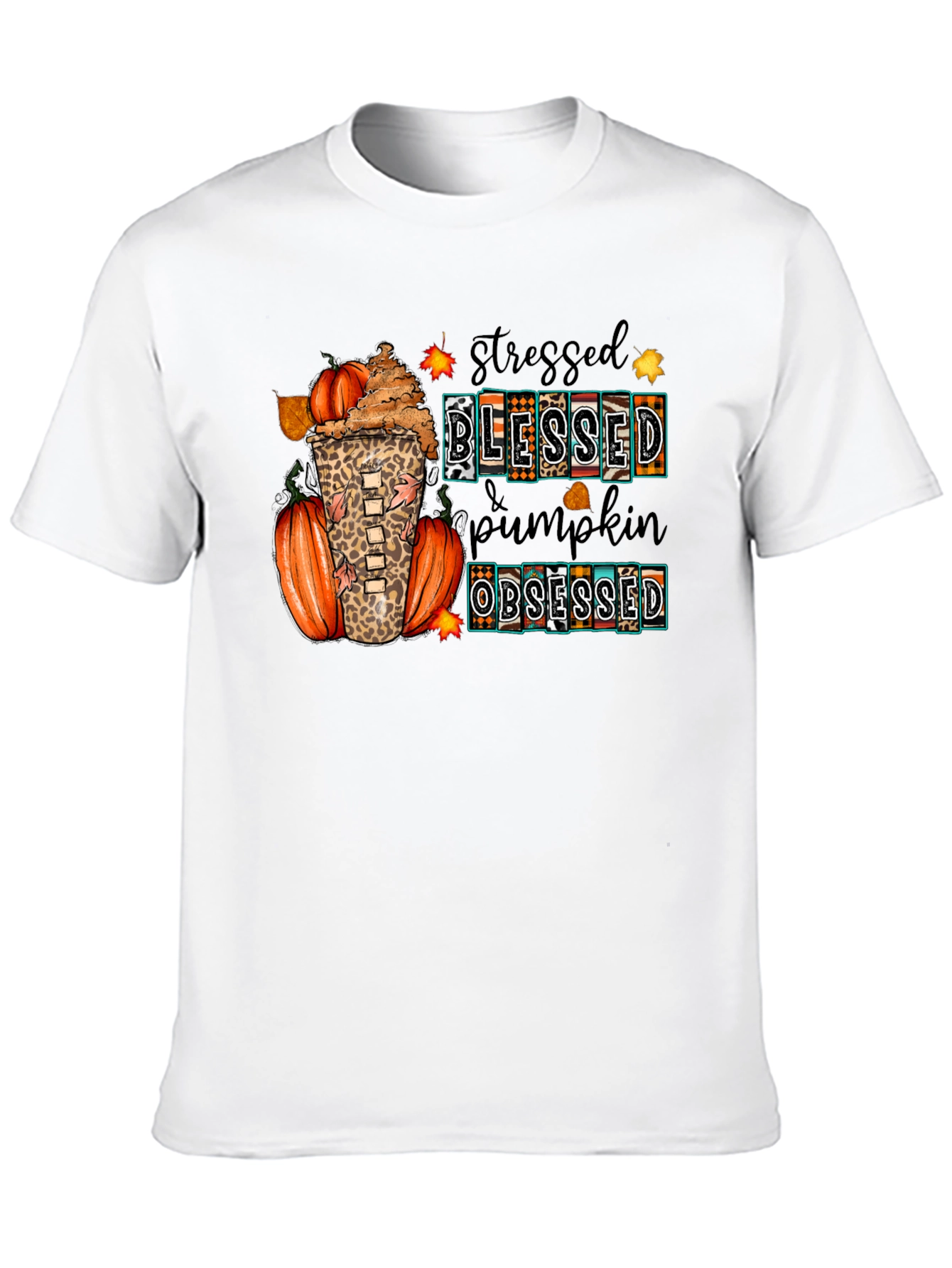 Stressed Blessed Pumpkin Obsessed Fall T-Shirt