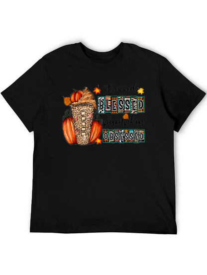 Stressed Blessed Pumpkin Obsessed Fall T-Shirt