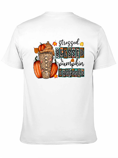 Stressed Blessed Pumpkin Obsessed Fall T-Shirt