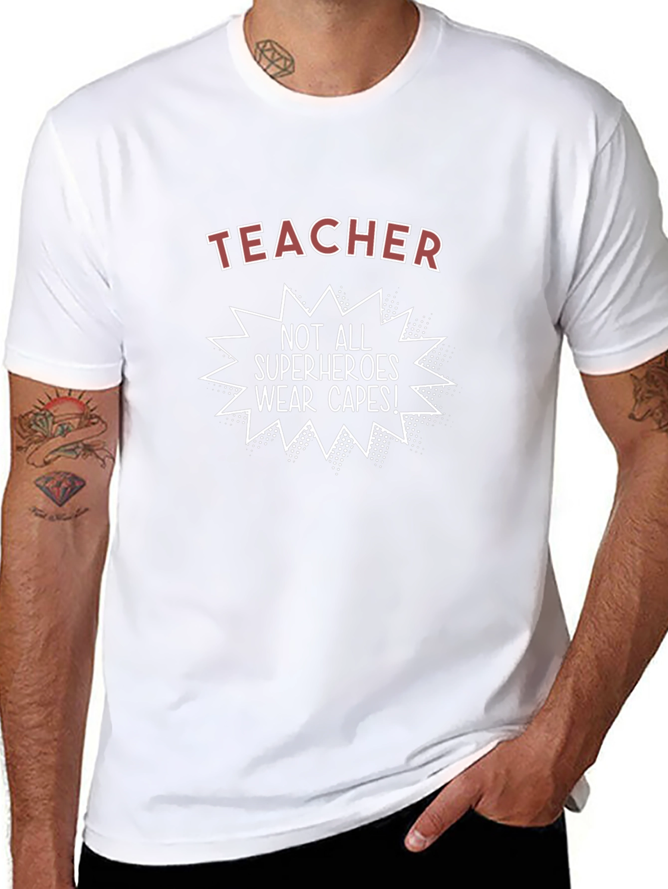 Teacher Superhero Graphic Tee - Unisex Black T-Shirt