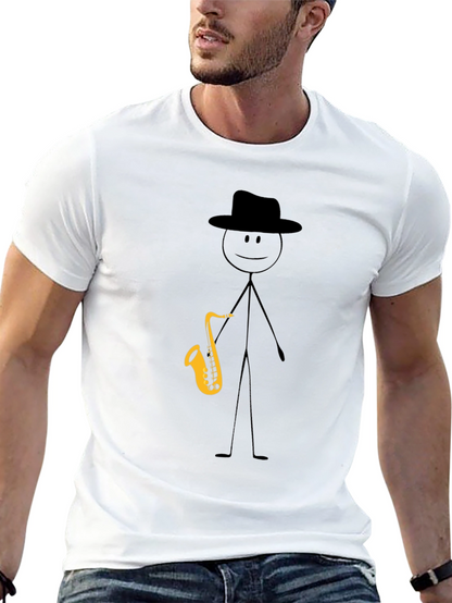 Saxophone Stick Figure Graphic Tee