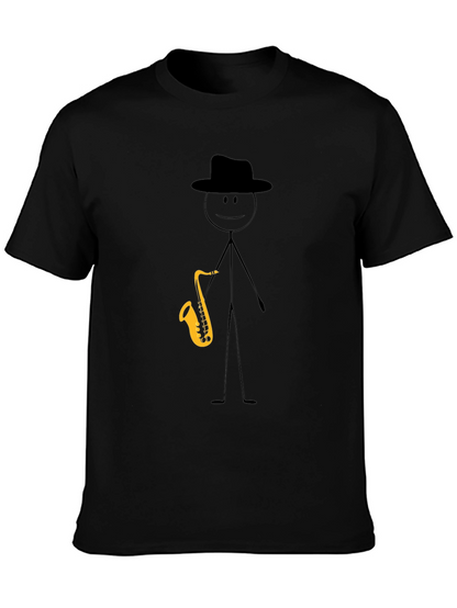 Saxophone Stick Figure Graphic Tee