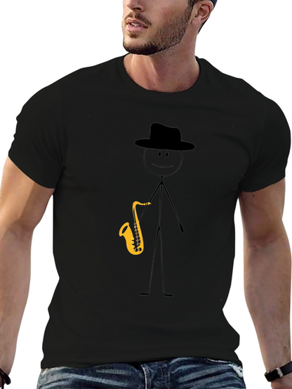 Saxophone Stick Figure Graphic Tee