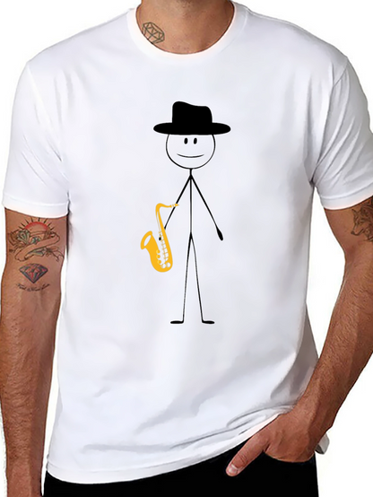Saxophone Stick Figure Graphic Tee