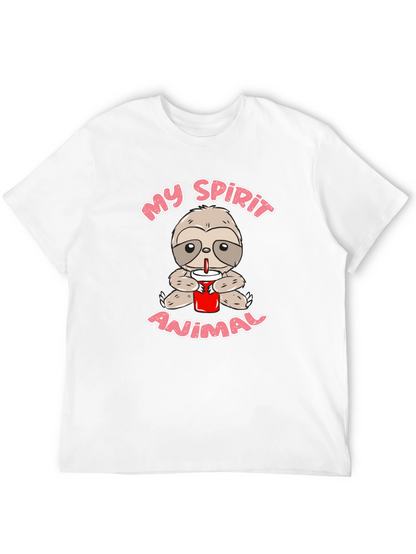 Sloth Spirit Animal Graphic Tee - Black Crew Neck