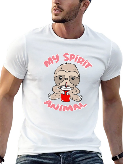 Sloth Spirit Animal Graphic Tee - Black Crew Neck