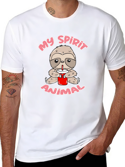 Sloth Spirit Animal Graphic Tee - Black Crew Neck