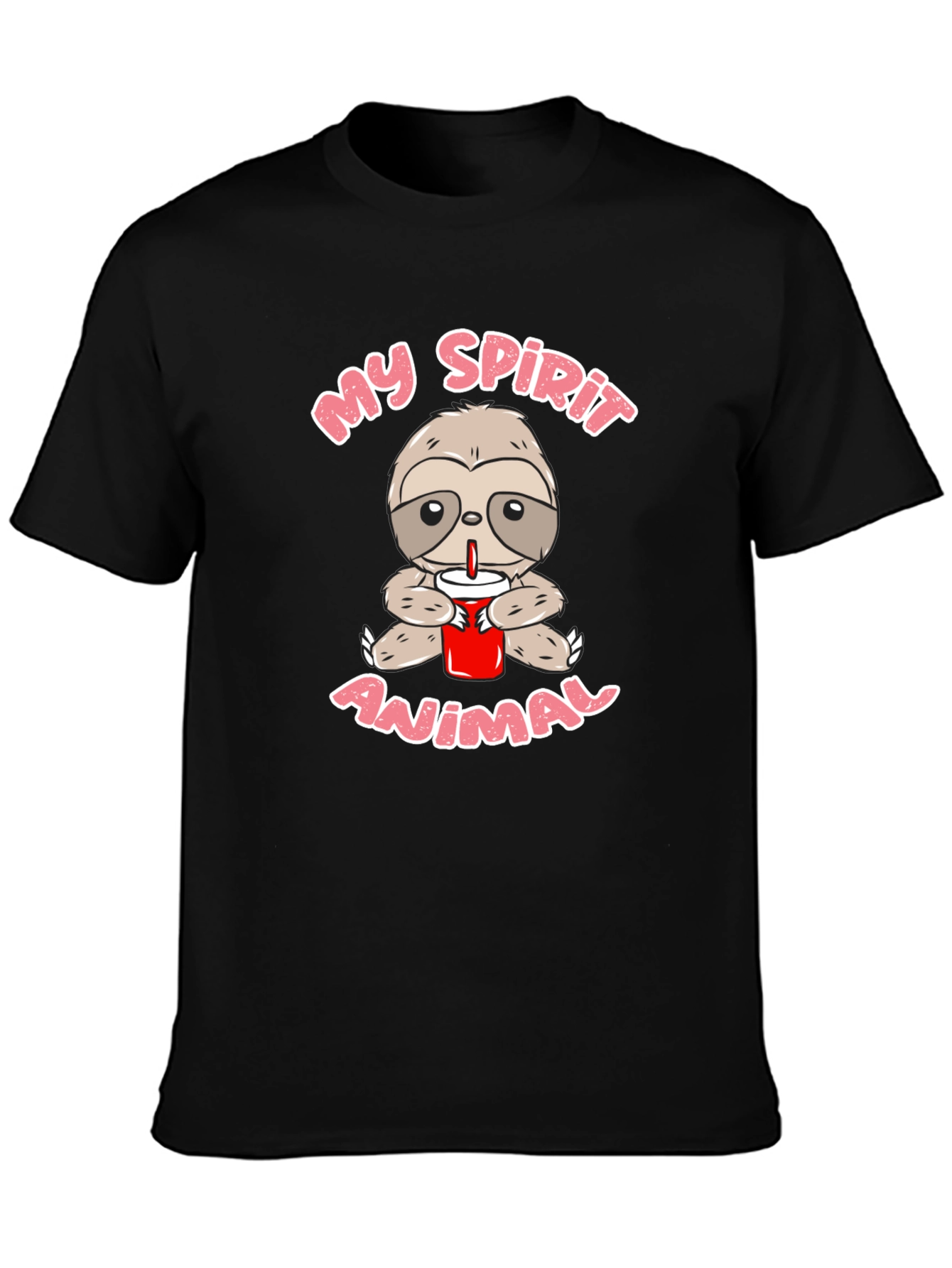 Sloth Spirit Animal Graphic Tee - Black Crew Neck